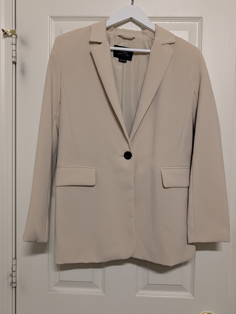 Pull&Bear Beige Single-Button Tailored Blazer